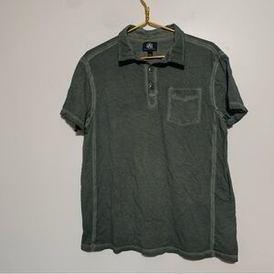 Rock & Republic men's short-sleeve polo shirt in a distressed gray/green Large
